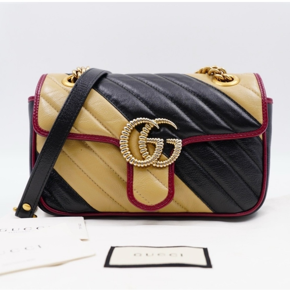 Gucci Black and Tan Quilted Crossbody Bag